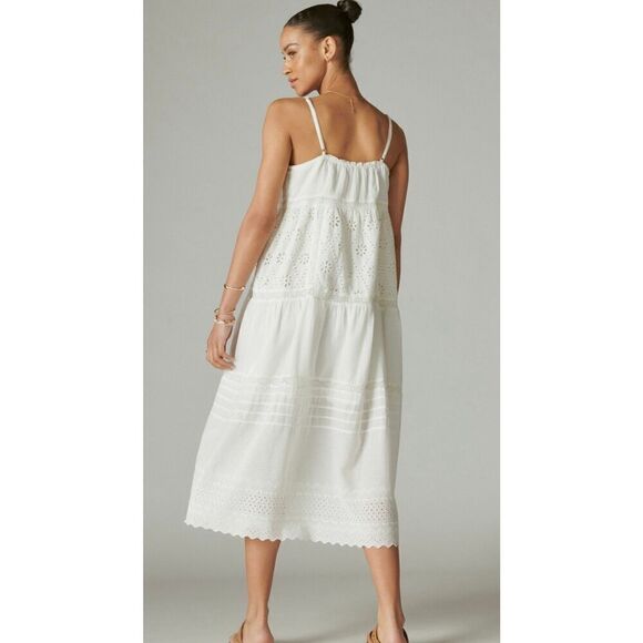 LUCKY BRAND NWT Cutwork Paneled Maxi Dress boho gypsy cutout floral XS - Picture 3 of 7